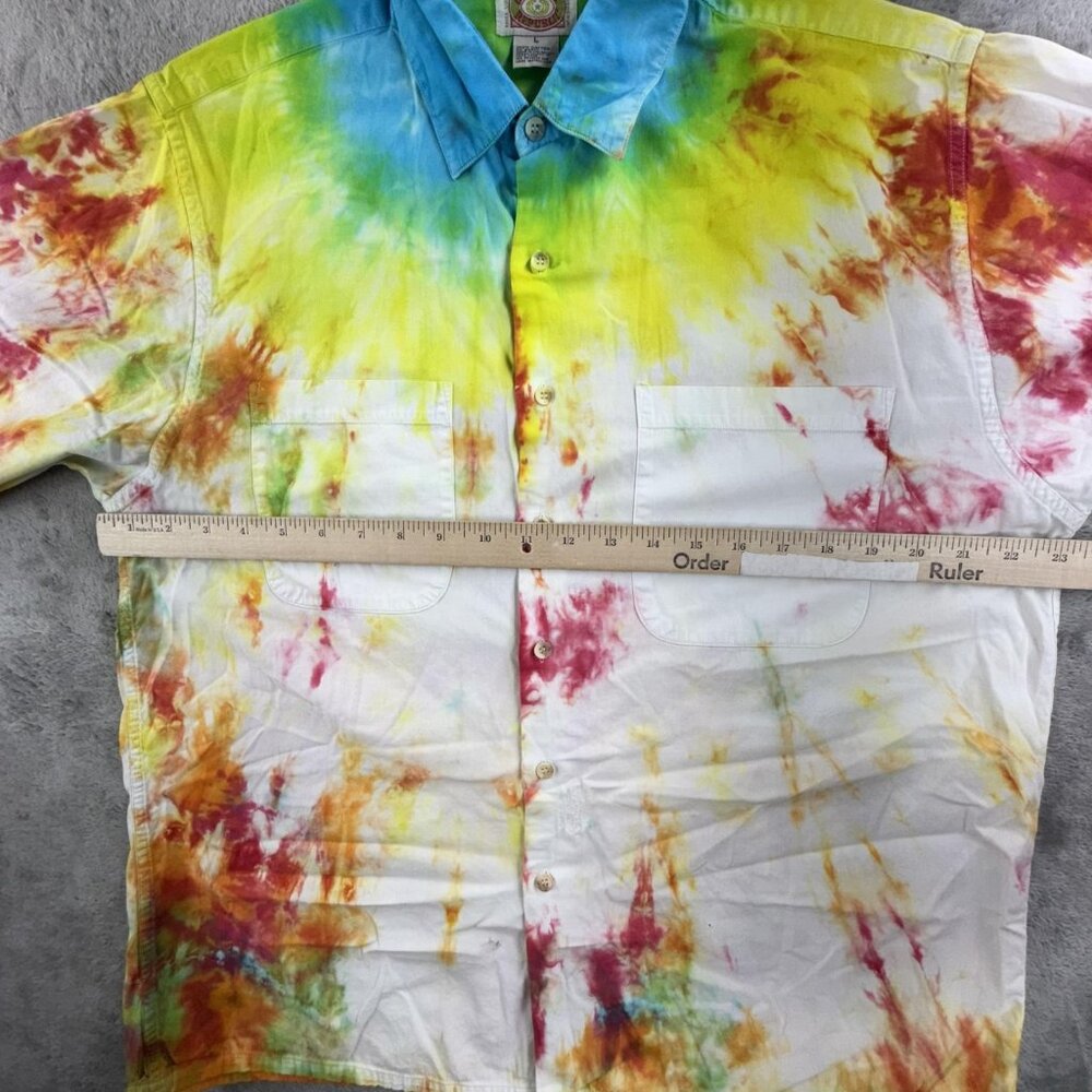 Vintage Banana Republic Shirt Mens Large Tie Dye Button Up Short Sleeve 80s - Picture 9 of 14